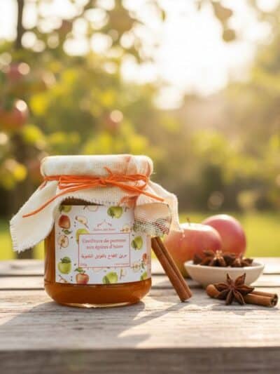 Confiture de pommes aux épices d’hiver artisanale en pot, édition limitée