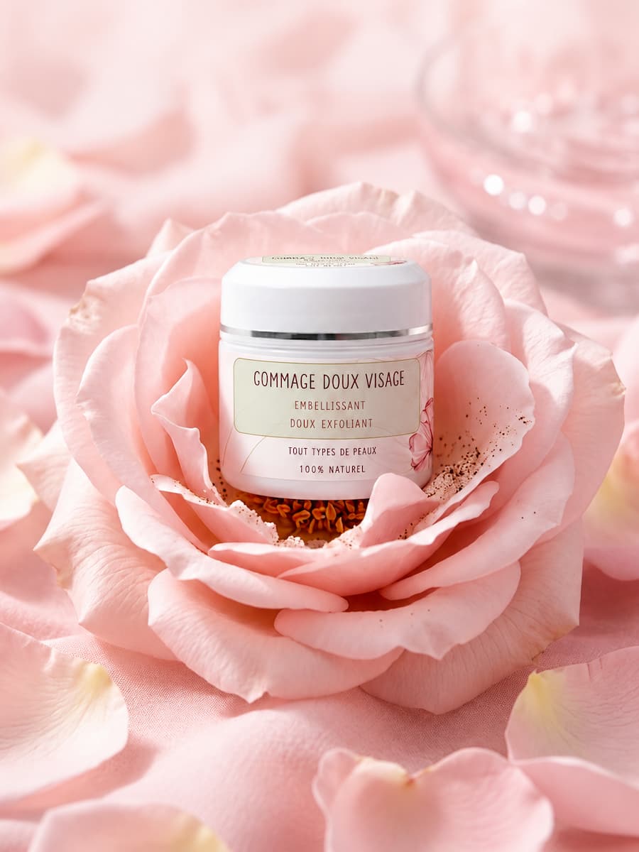 Gommage visage à la rose